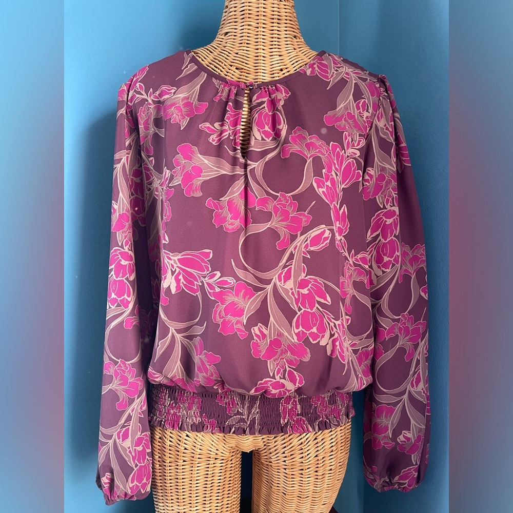 Nine Britton Women’s Long Sleeve Top Burgundy Purple Lined Size M